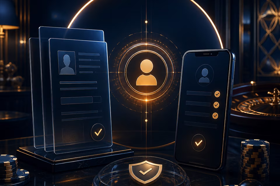 Illustration af registrering og kontokontrol hos Nine Casino